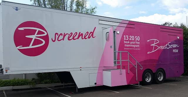 breastscreen trailer at parramatta river foreshore