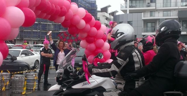 pink rainbows shine at the sydney pink ribbon motorcycle ride 2018