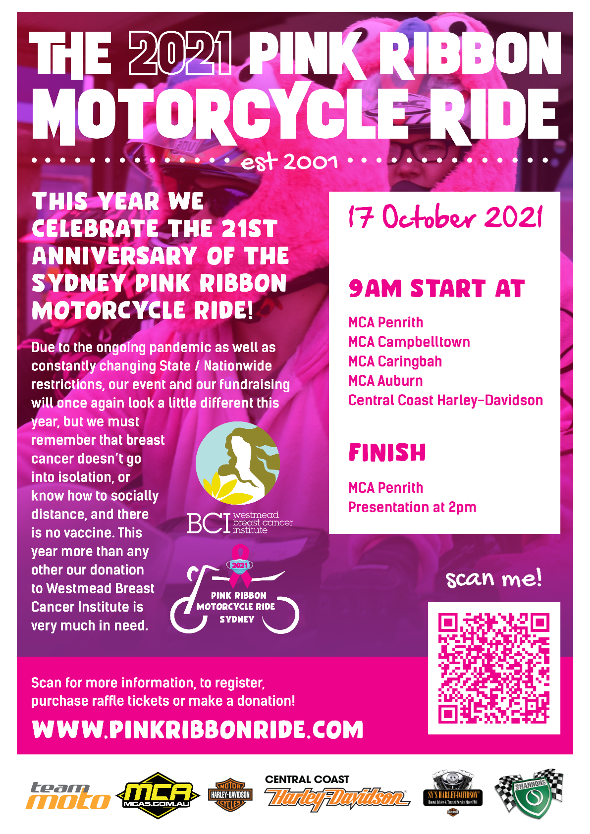 2021 Pink Ribbon Motorcycle Ride Westmead Breast Cancer Institute